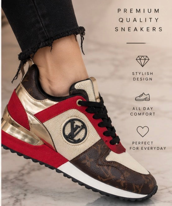 Luxury DesignerShoes Red, Gold & Brown