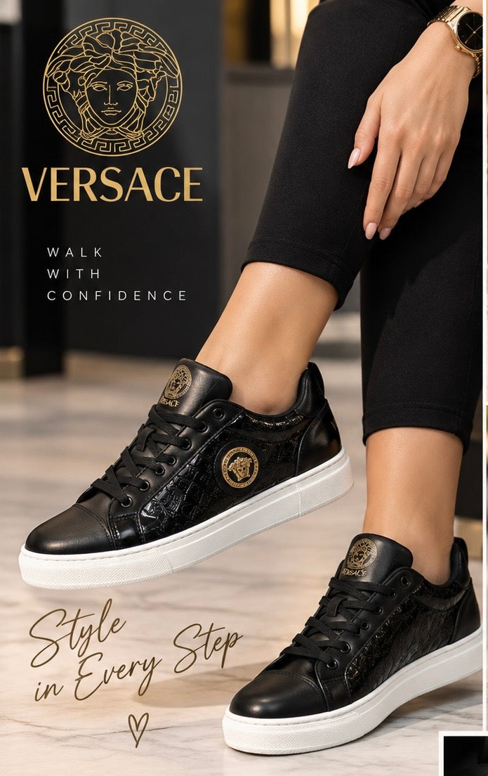 Luxury Black Shoes & Gold Designer-Sneakers – Premium Style