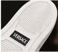 White Luxury Designer-Style Sneakers – Gold Medusa Detail 👟✨