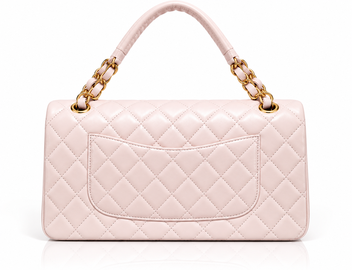 Elegant Light Pink Quilted Shoulder Bag – Gold Chain Detail