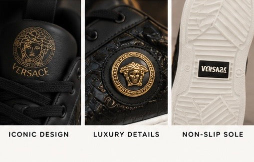 Luxury Black Shoes & Gold Designer-Sneakers – Premium Style